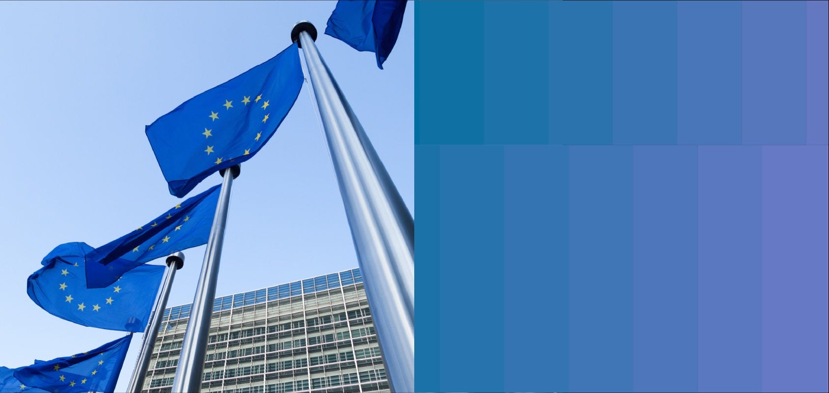 EU flags in front of the European Comission