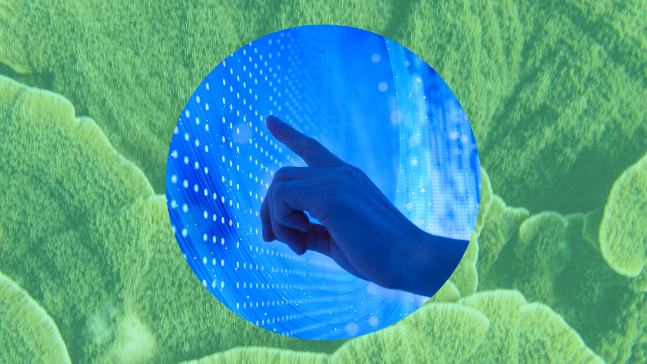 Hand on a blue light board