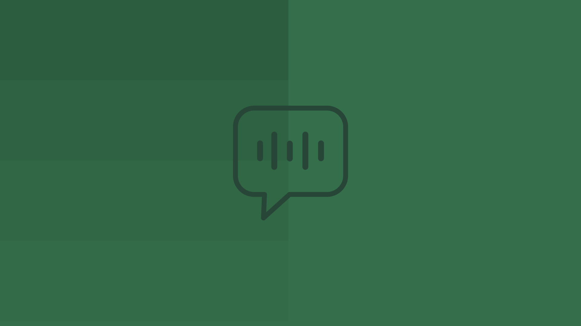 Chat bubble icon with a dark green geometric background