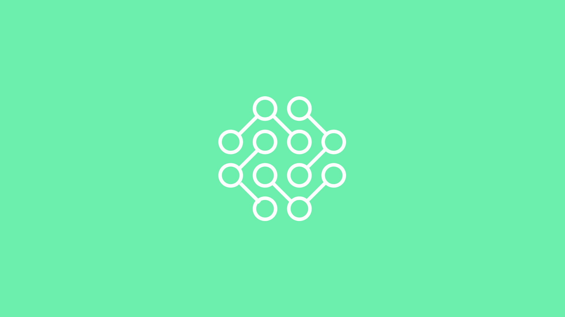 Molecule icon with a light green geometric background