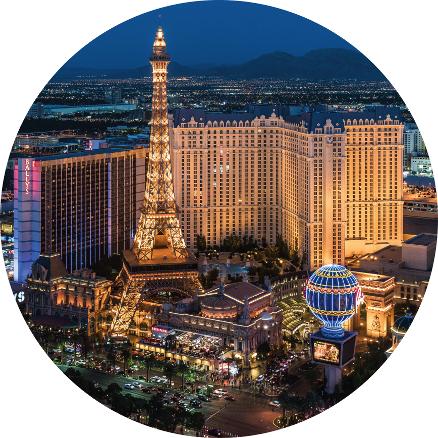 Aerial view of Las Vegas at night