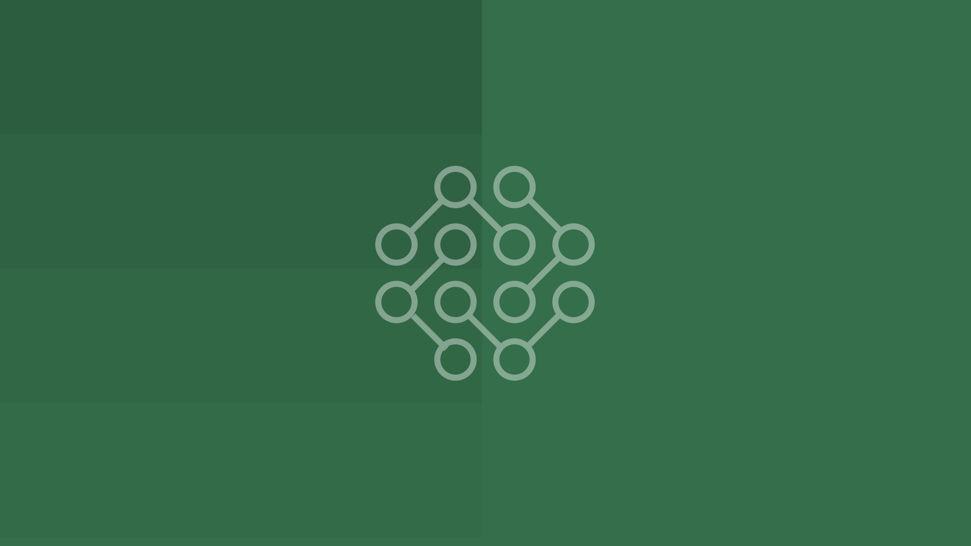 Molecule icon with a dark green geometric background