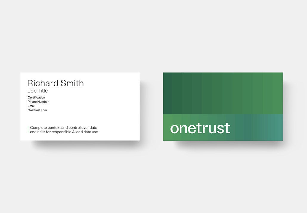 Stacks of OneTrust business cards