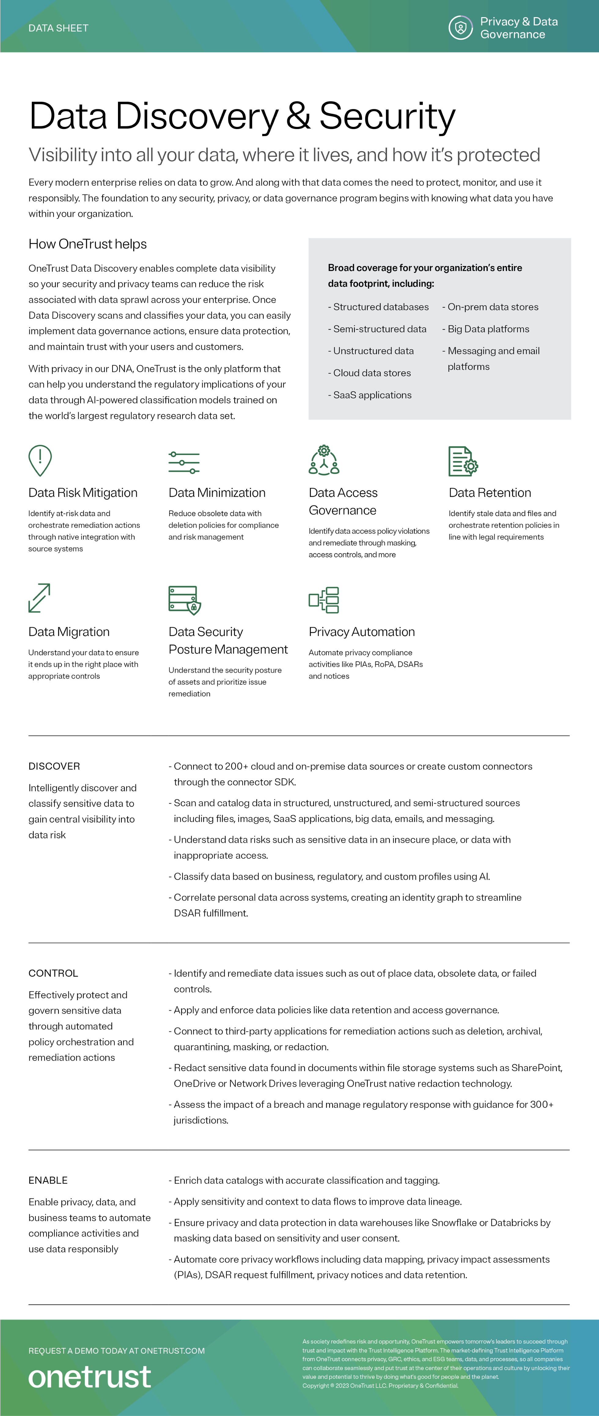 OneTrust Data Discovery and Security Data Sheet