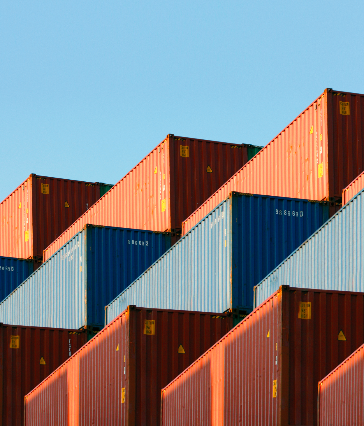 Stack of multi-colored shipping containers