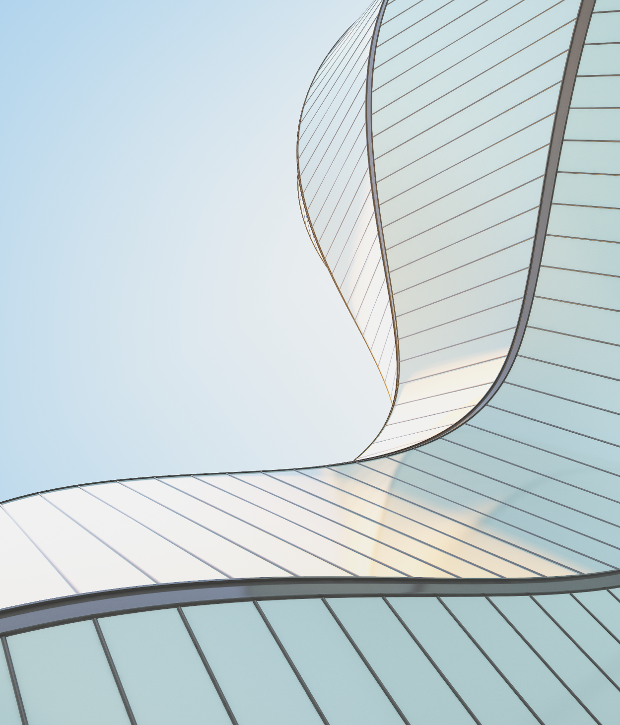 Abstract curved office building facade