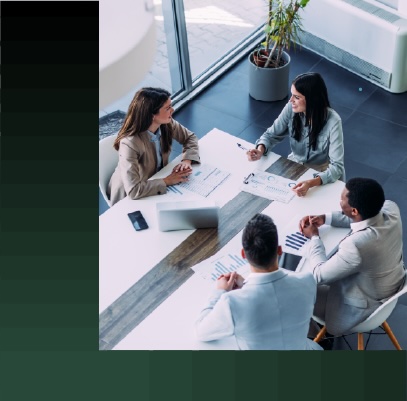 Office workers hold a meeting