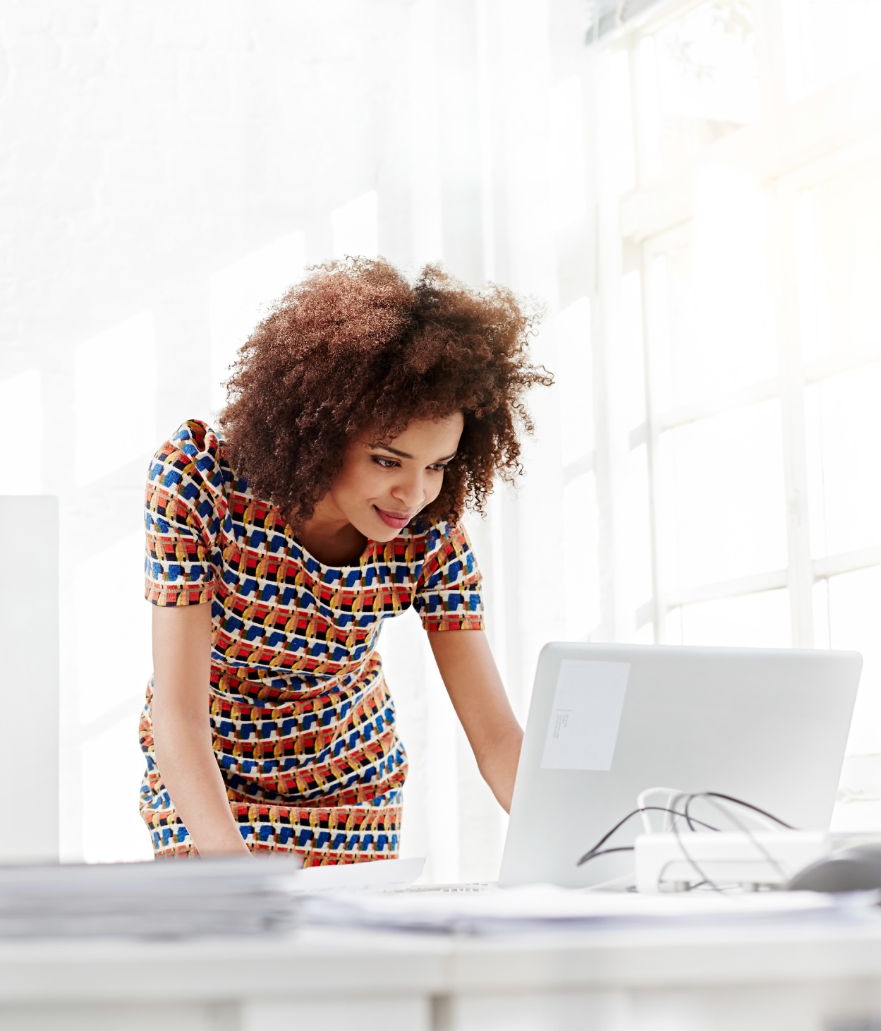 Woman working on a laptop