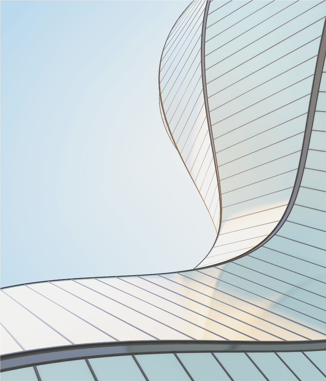 Low angle view of futuristic modern architecture, Skyscraper of corporate office building, Curve shape, 3D rendering.