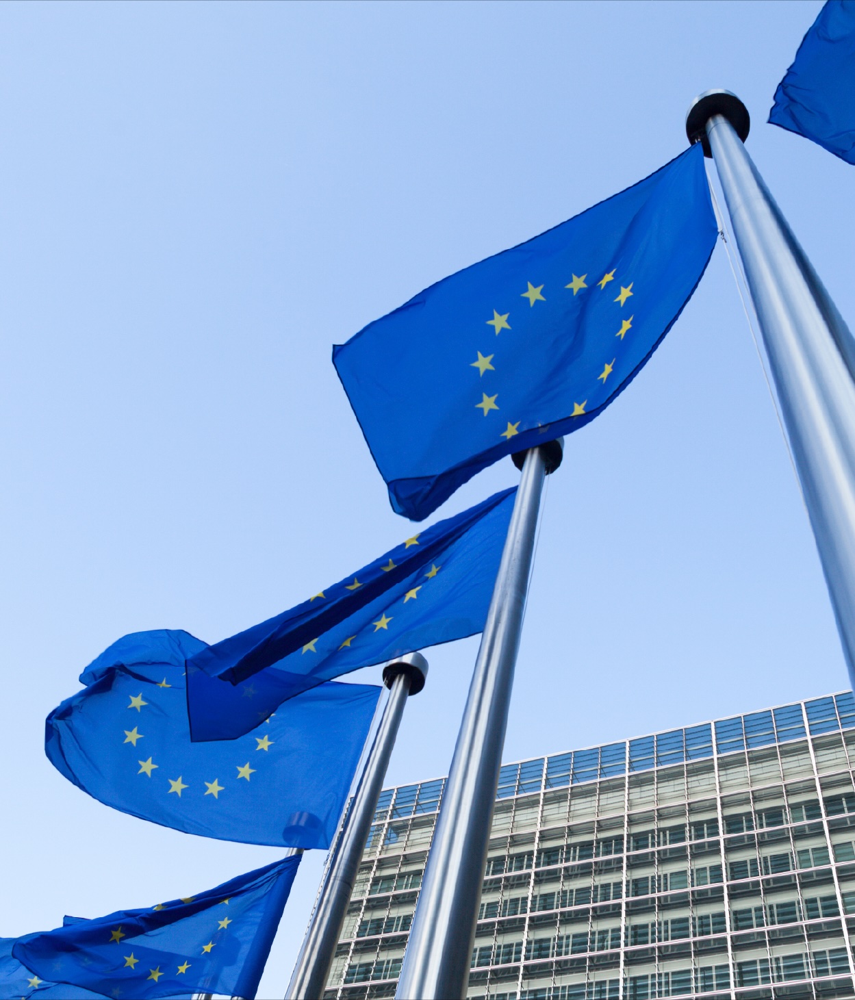 EU flags in front of the European Comission