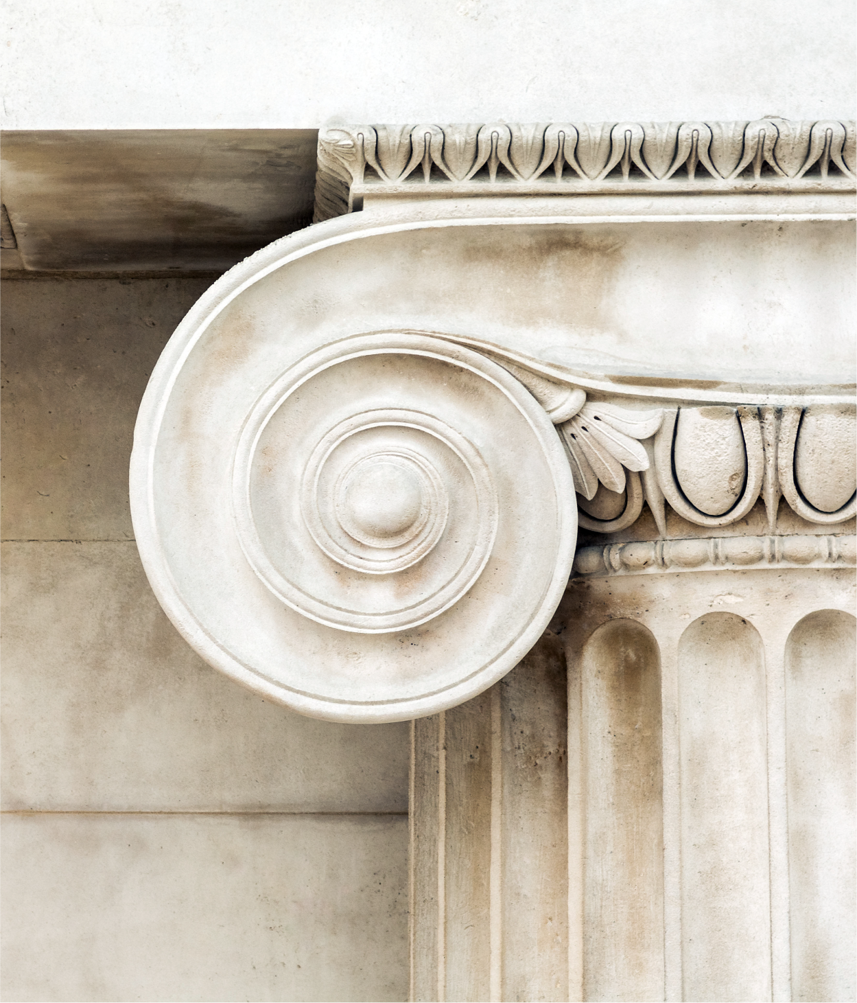 Close up photo of roman column on building exterior