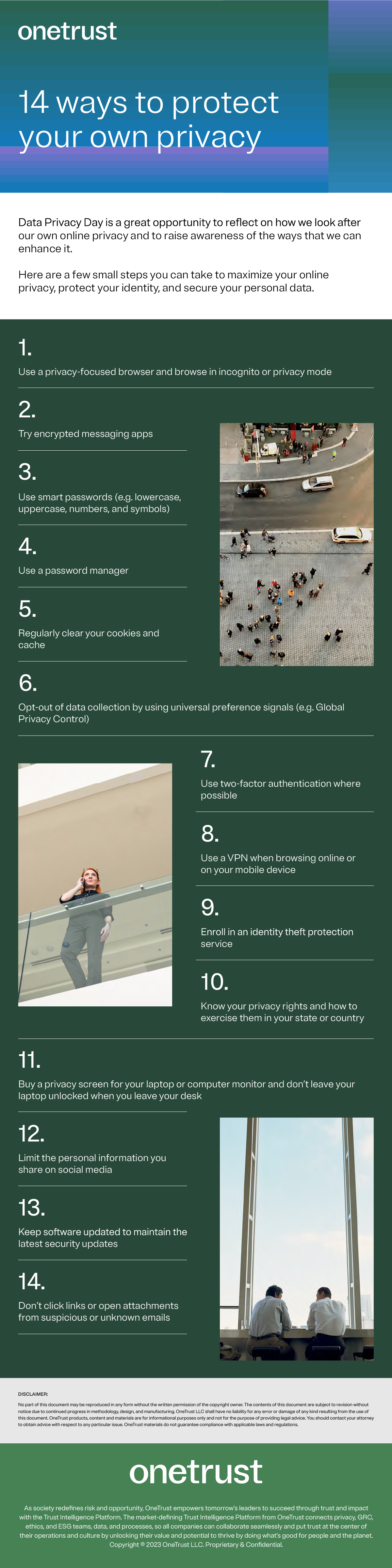 Infographic outlining 14 ways to protect your own privacy