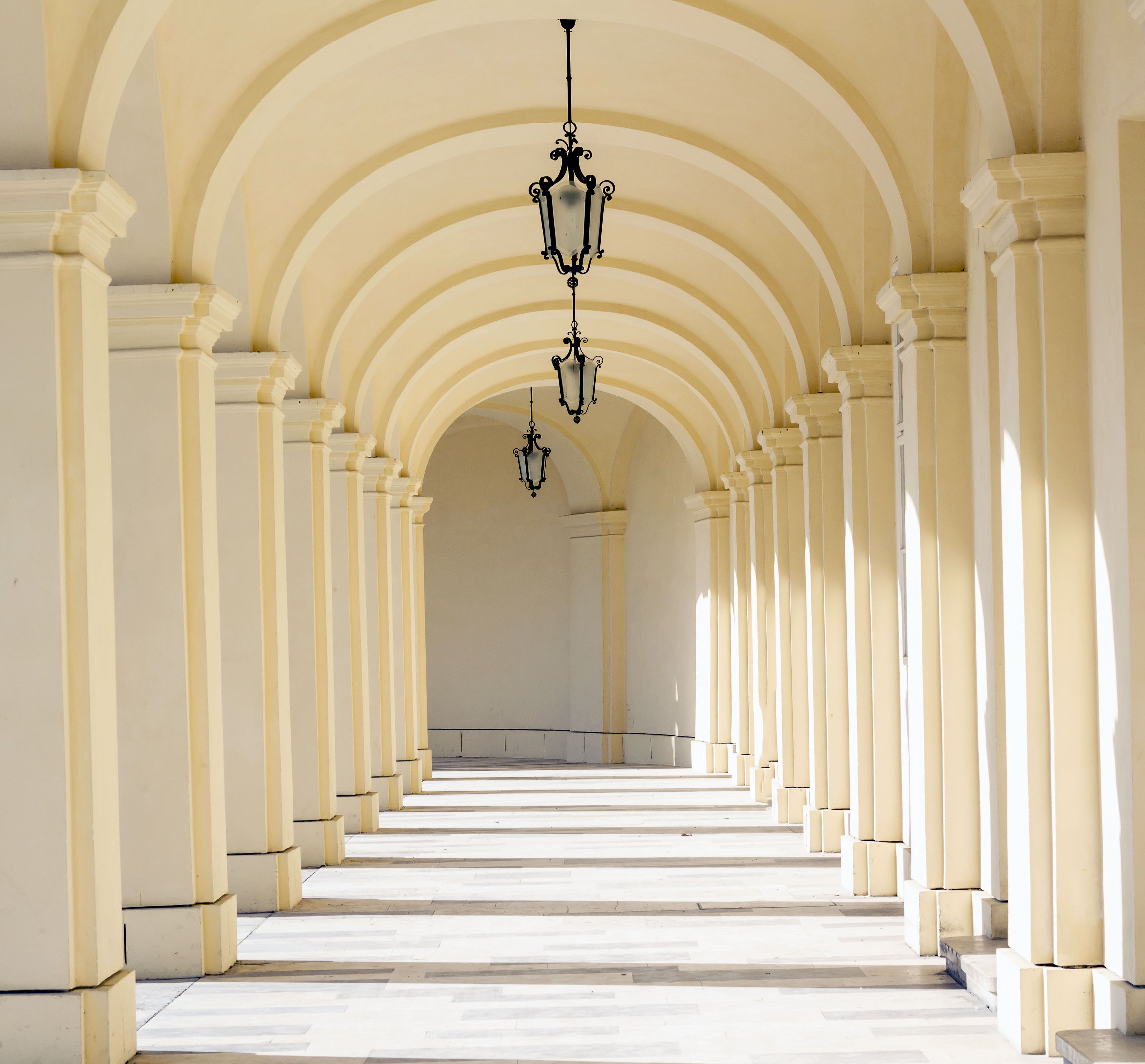 Hallway of architectural arches