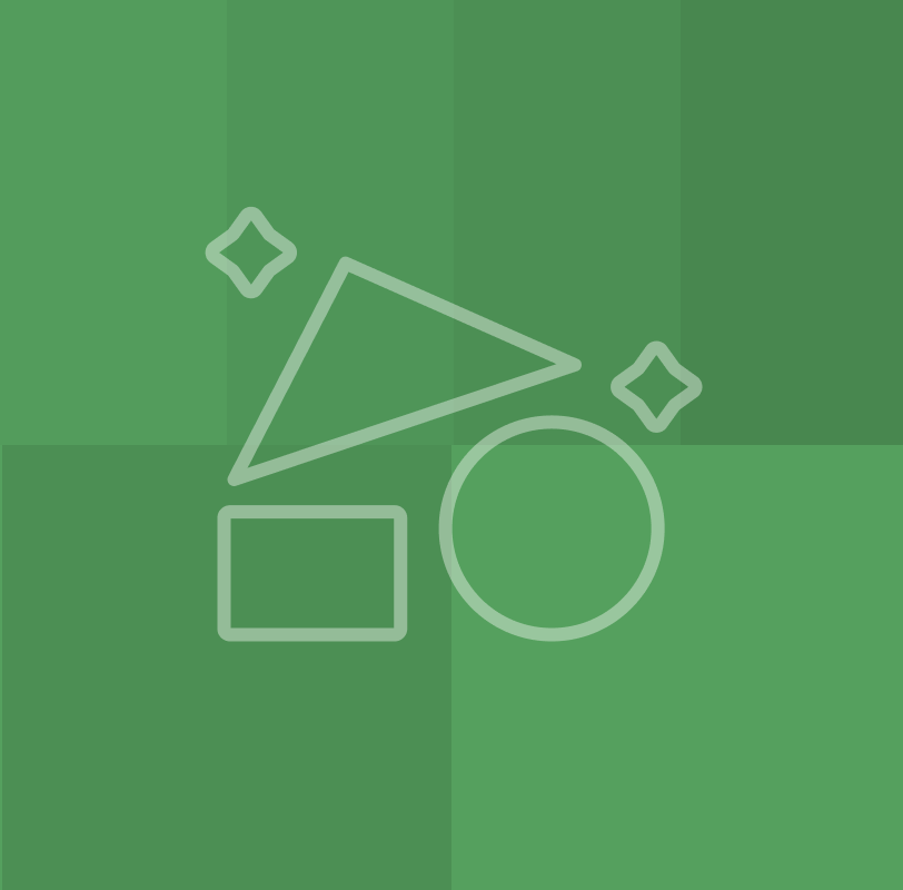 Building blocks icon with a light green geometric background