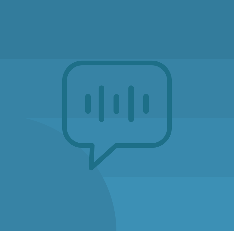Chat bubble icon with a light blue geometric background