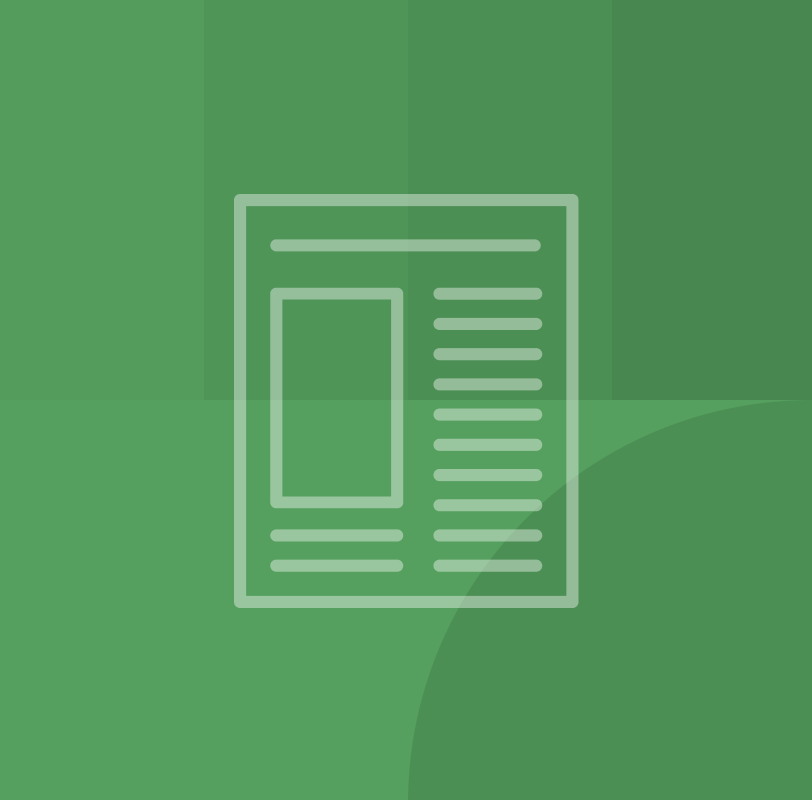Flat newspaper icon with a light green geometric background