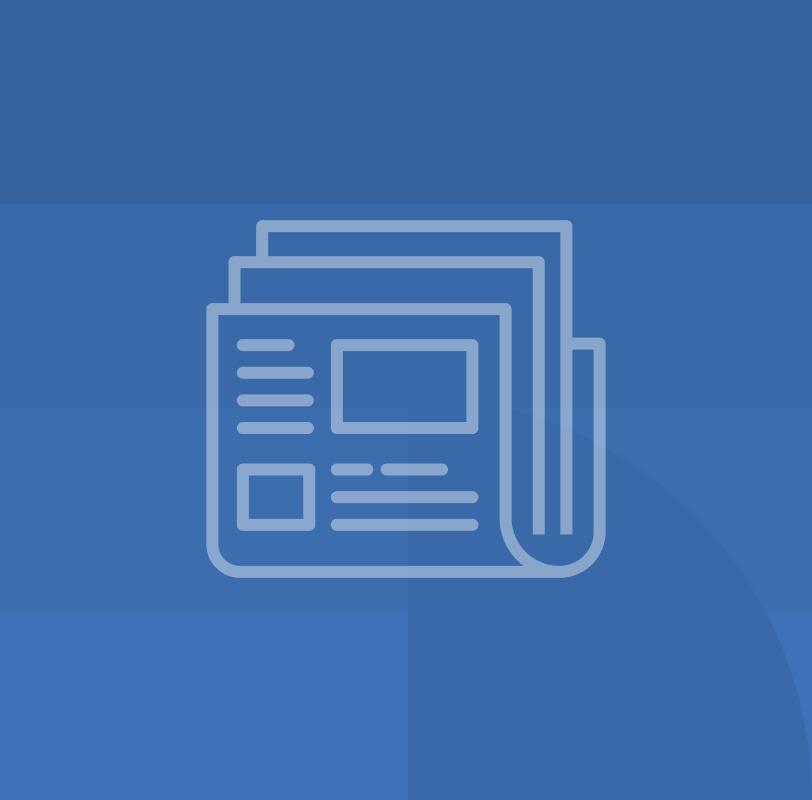 Folded newspaper icon with a dark blue geometric background