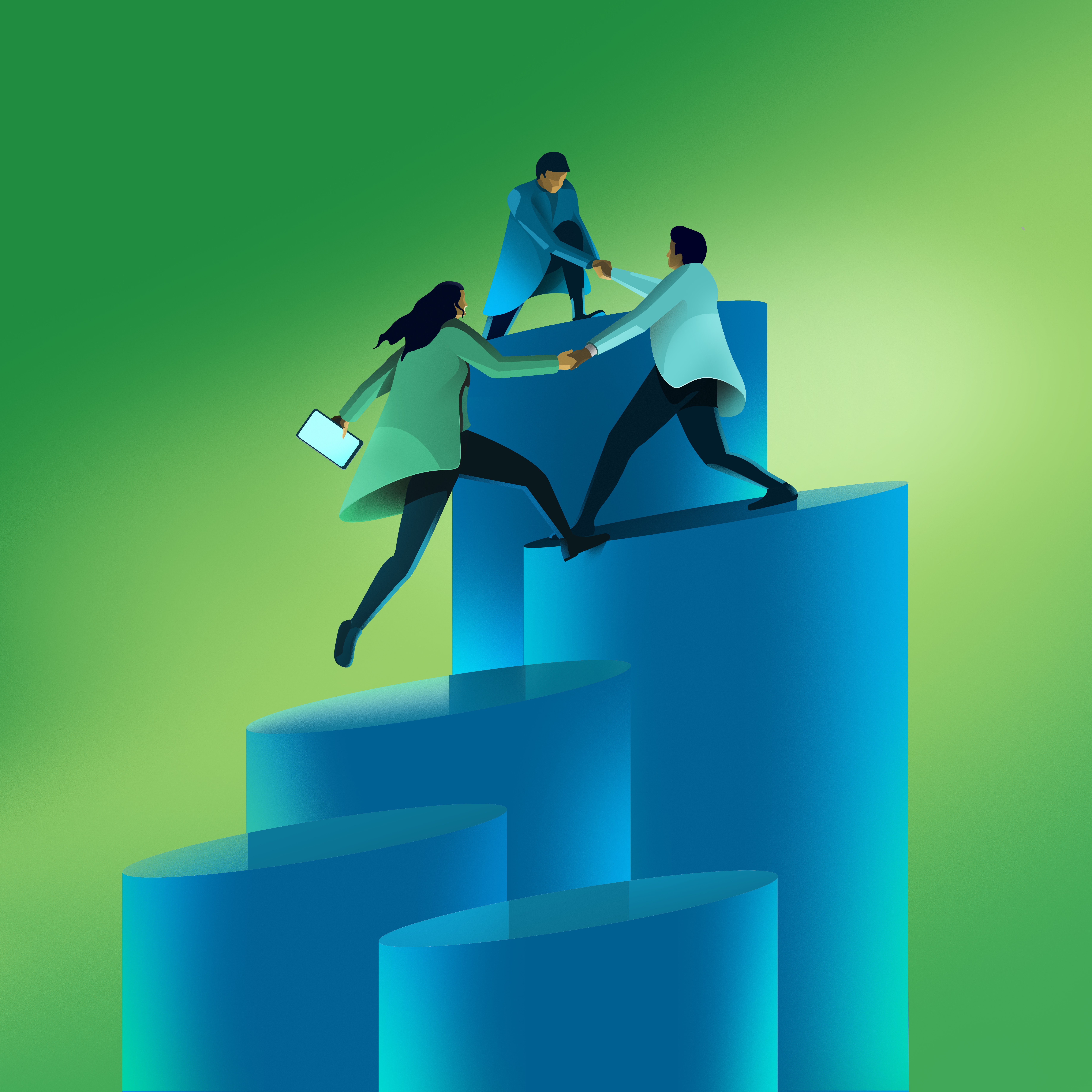 Illustration of people working together