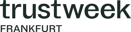 432 pixel width TrustWeek Frankfurt logo png file with black font on a transparent background.