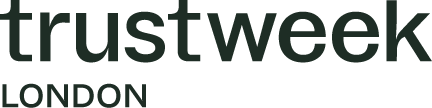 432 pixel width TrustWeek London logo png file with black font on a transparent background.