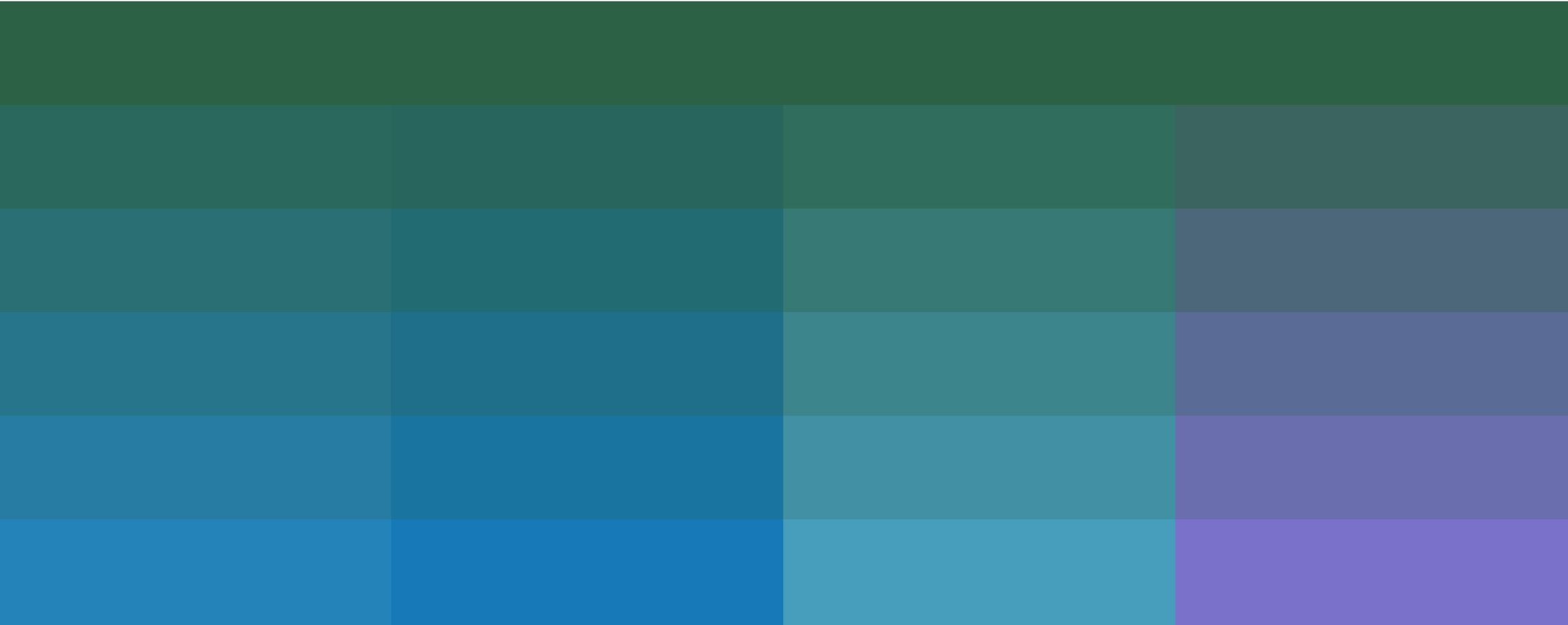Row of gradients, from teal to purple
