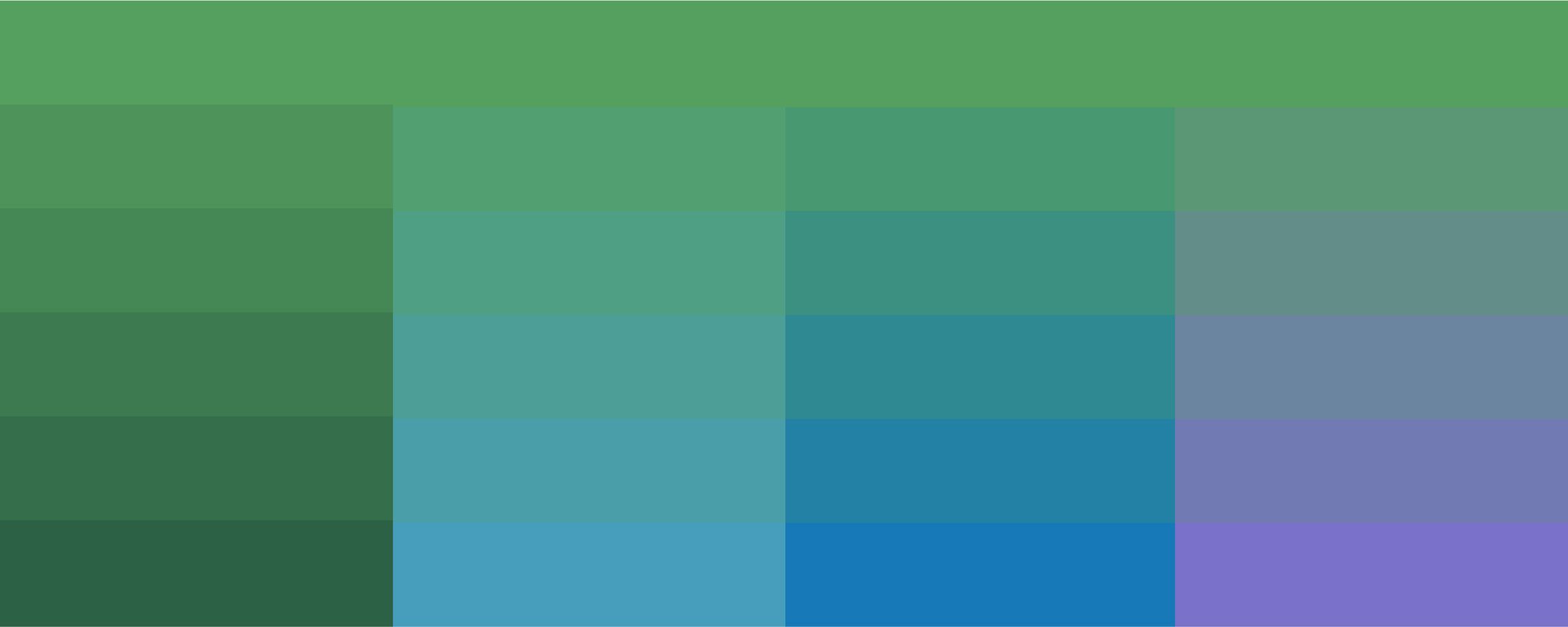 Row of gradients, from dark green to violet.