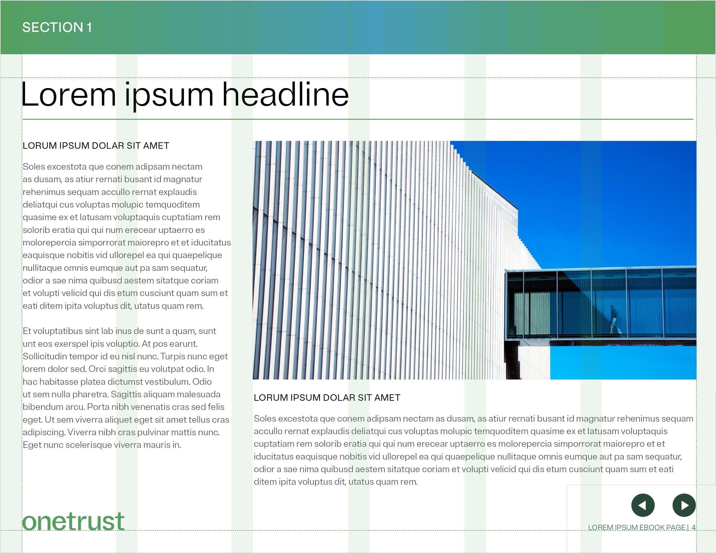 Example of a eBook page with a complex layout. It contains the use of vertical 6-grid. 