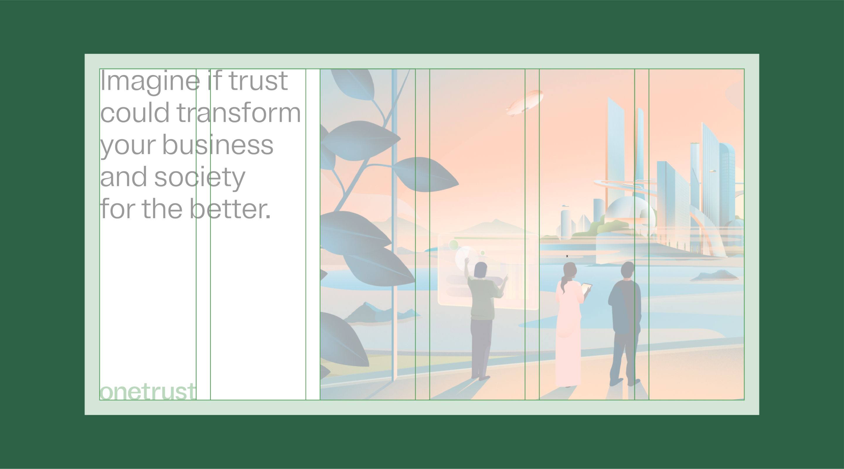 Example of a well-made grid layout, with good use of typography on the left and a proper illustration on the right.