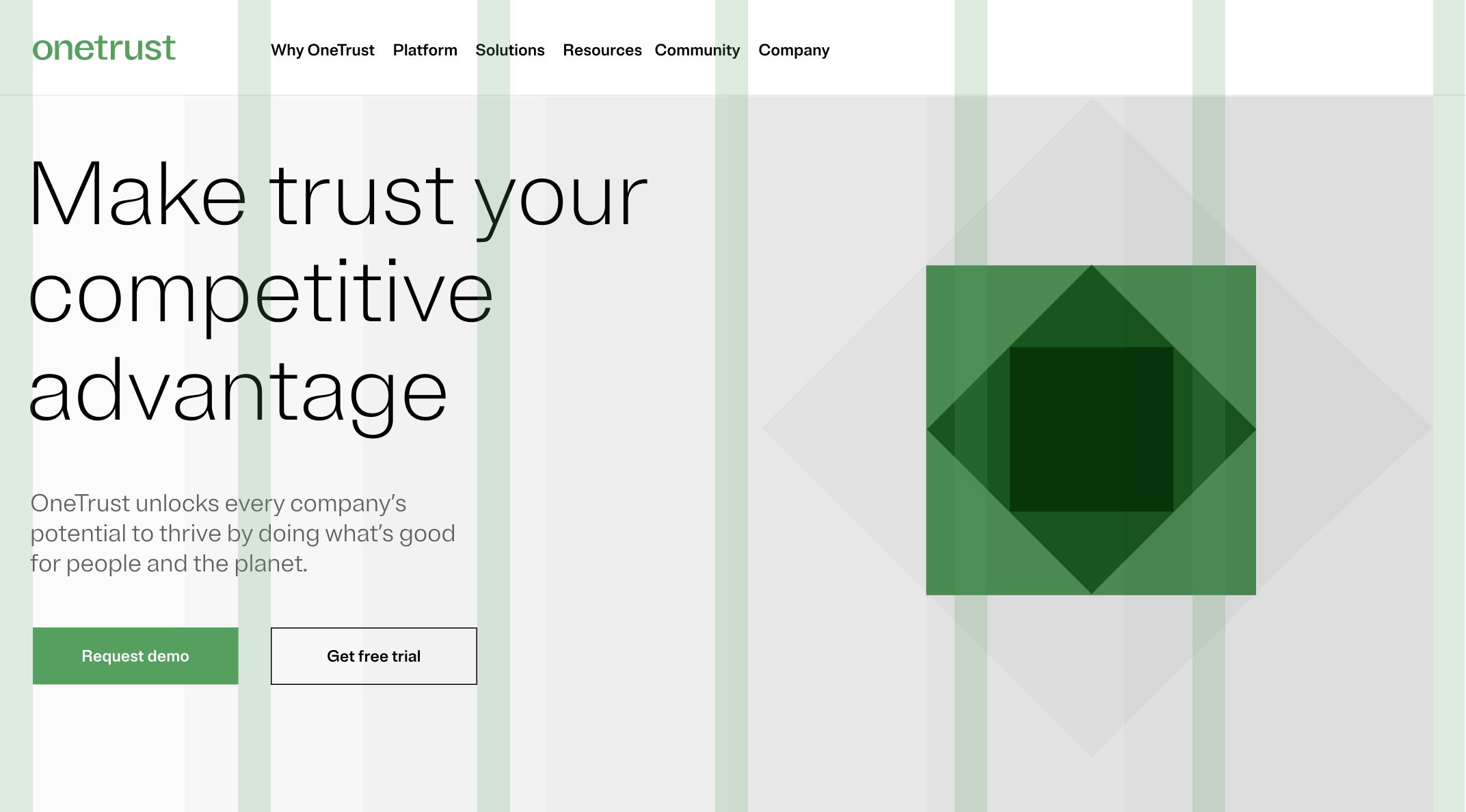Web page using a vertical 6-grid layout
