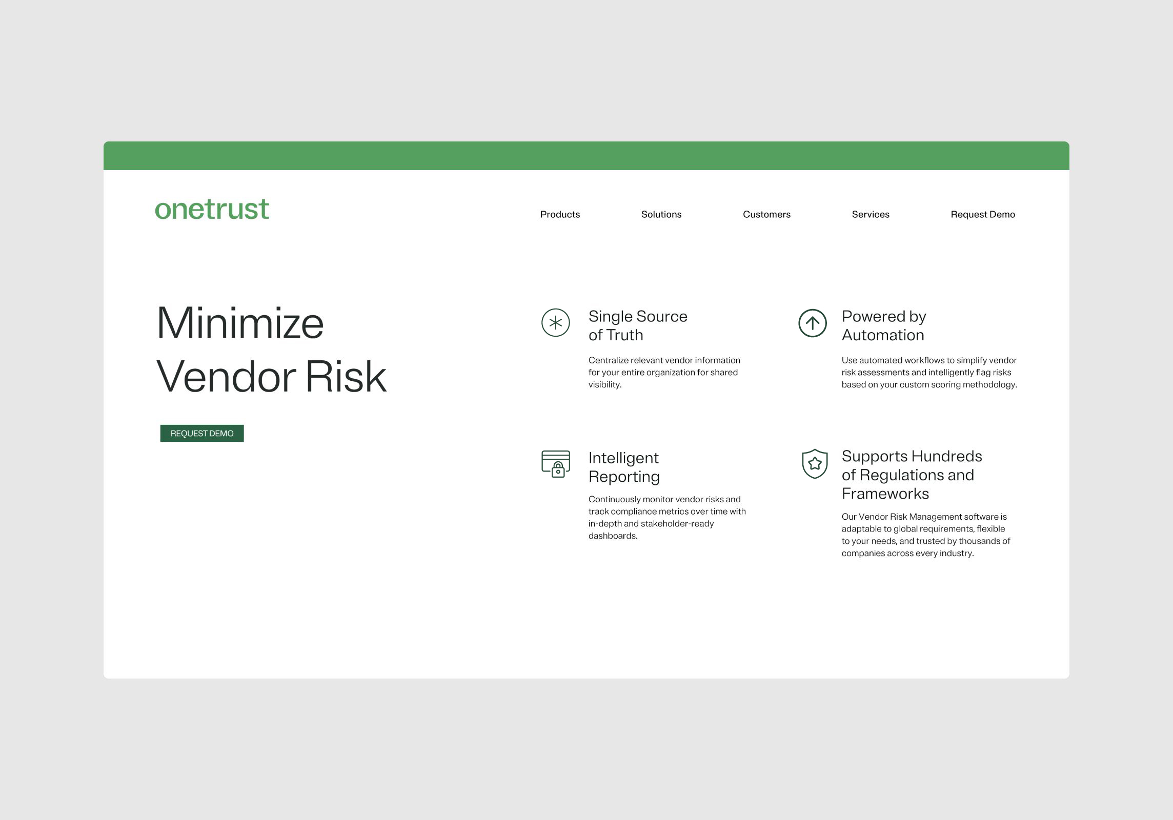 Example of icon usage on a OneTrust company webpage.
