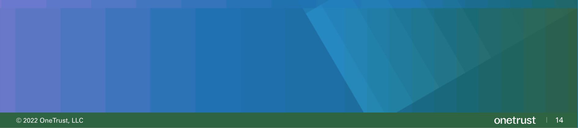 Good example of a footer. There is no text overlaying the gradient, the text is readable, and the colors are inline with our brand.