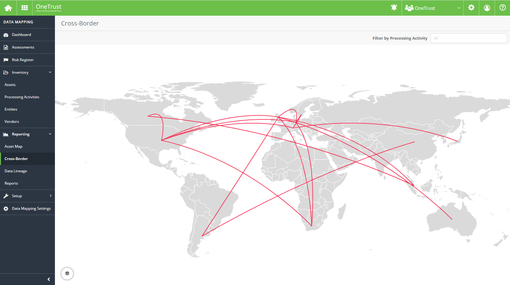 World Map Showing Data Mapping Across Borders PIA's Image