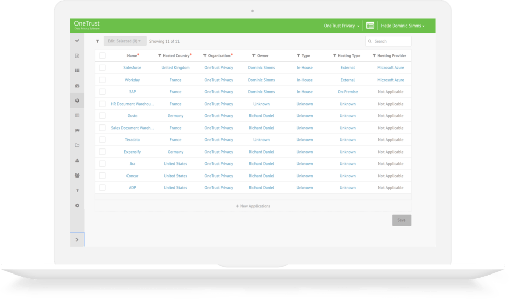 OneTrust Data Mapping Data Inventory