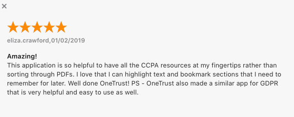 CCPA by OneTrust 5-Star Review