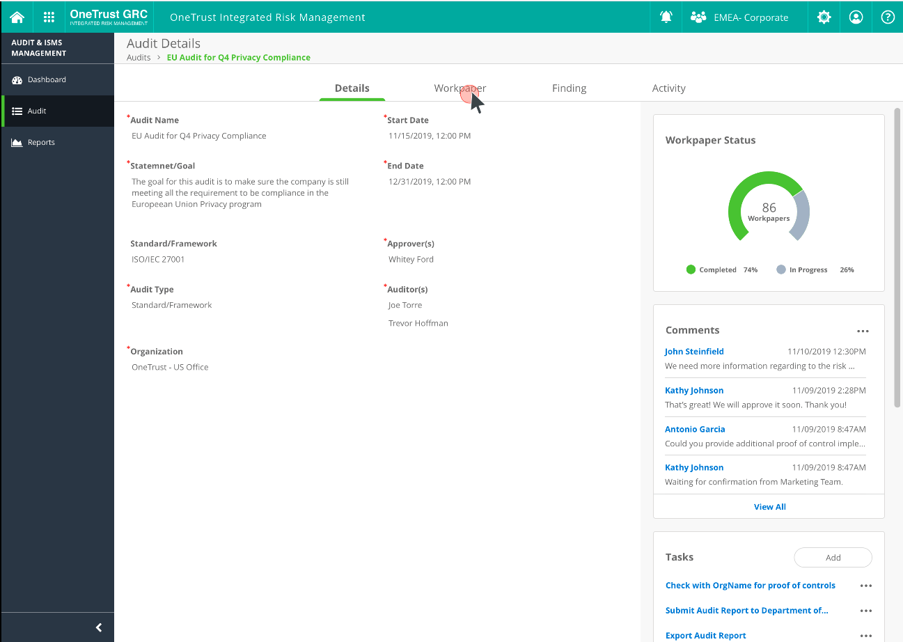 GRC Platform Audit Details