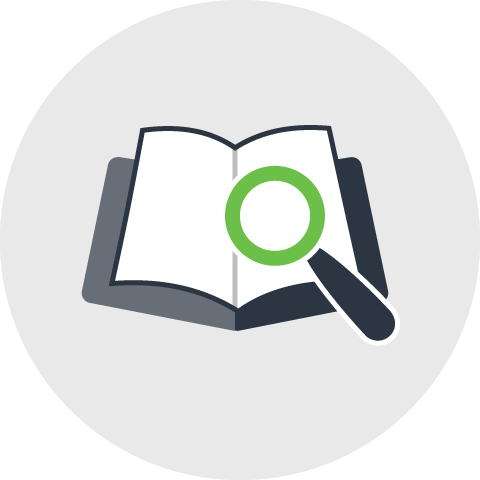 Magnifying Glass Over Book Icon for DataGuidance™ Research