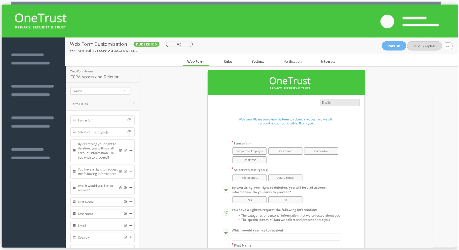 DSAR Webform Intake Template