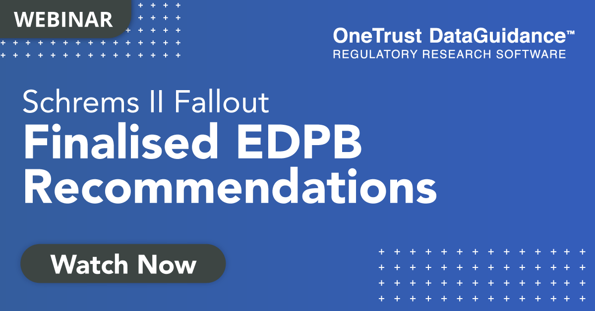 EDPB Recommendations Webinar Recording