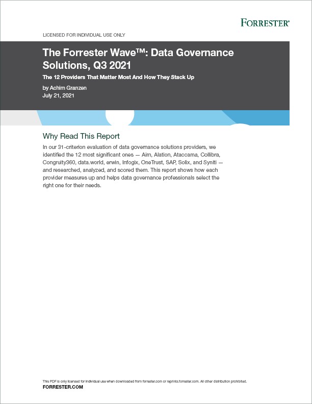 The Forrester Wave™: Data Governance Solutions, Q3 2021
