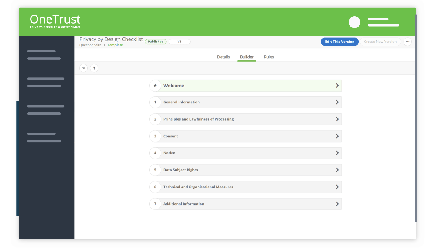 PbD Assessment Example for PIPEDA Compliance Dashboard