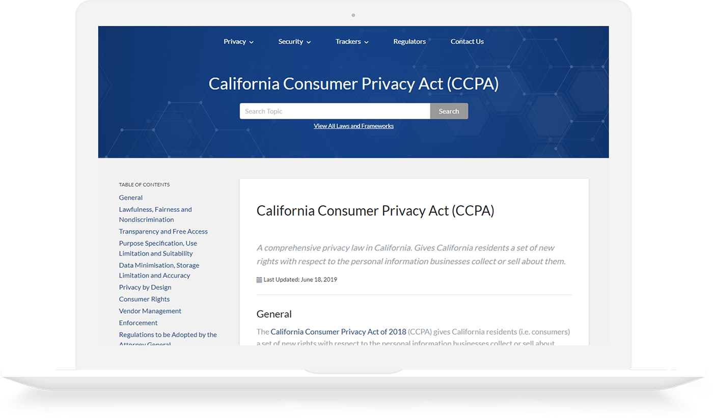CCPA Regulatory Guidance Screen in Laptop Image