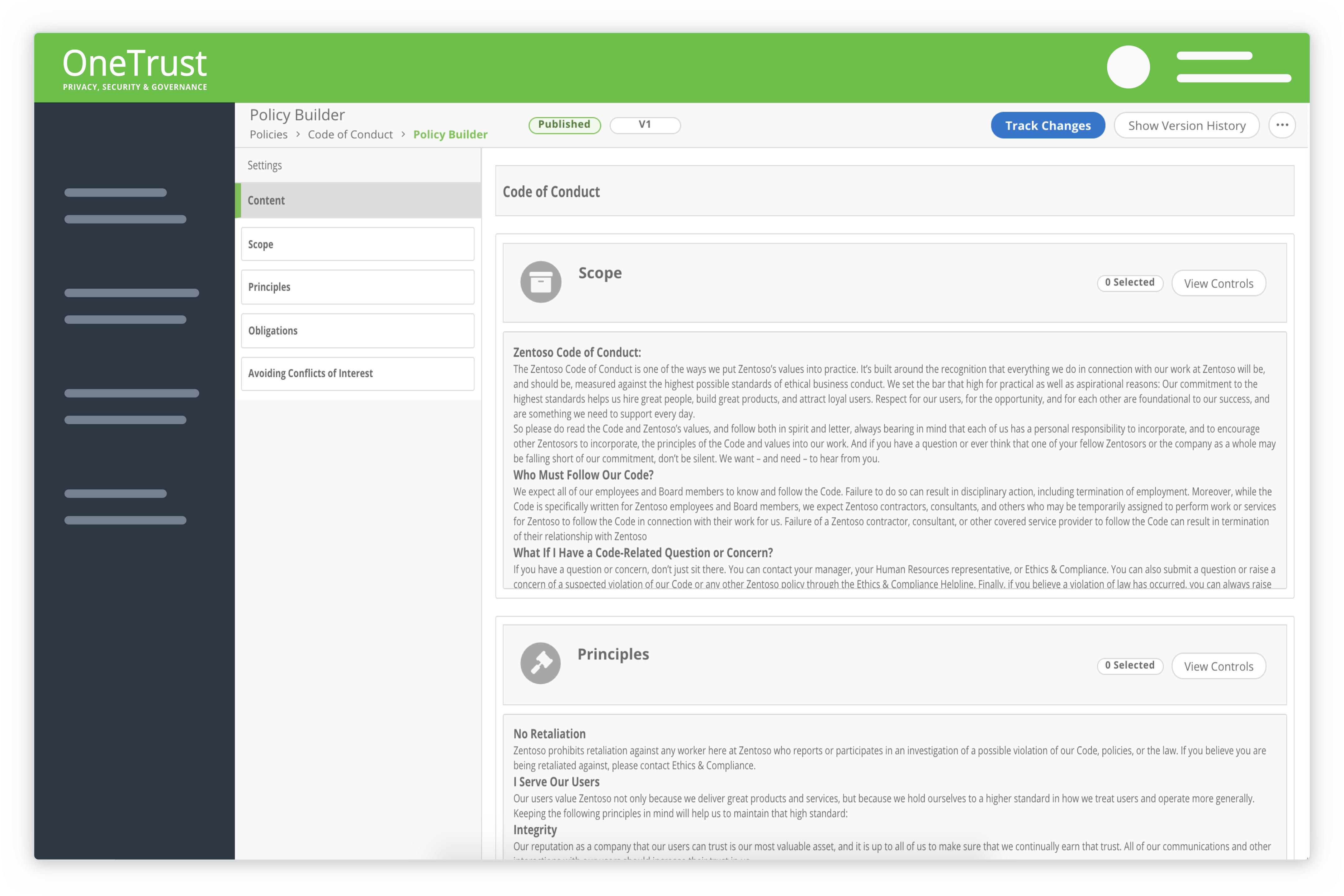 Policy Builder Screen