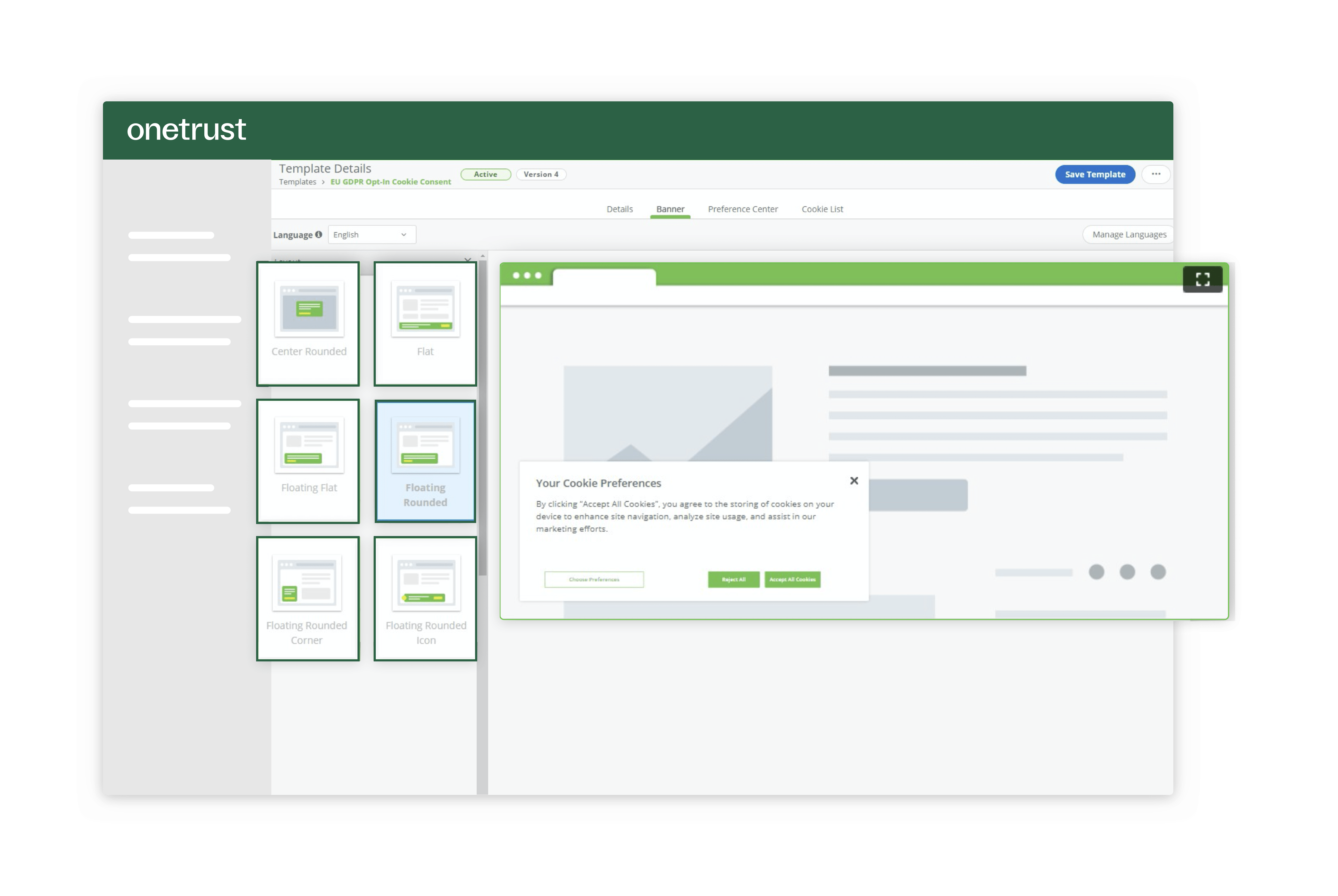 Customizable cookie opt-out templates from the California Consumer Privacy Act (CCPA) compliance module.