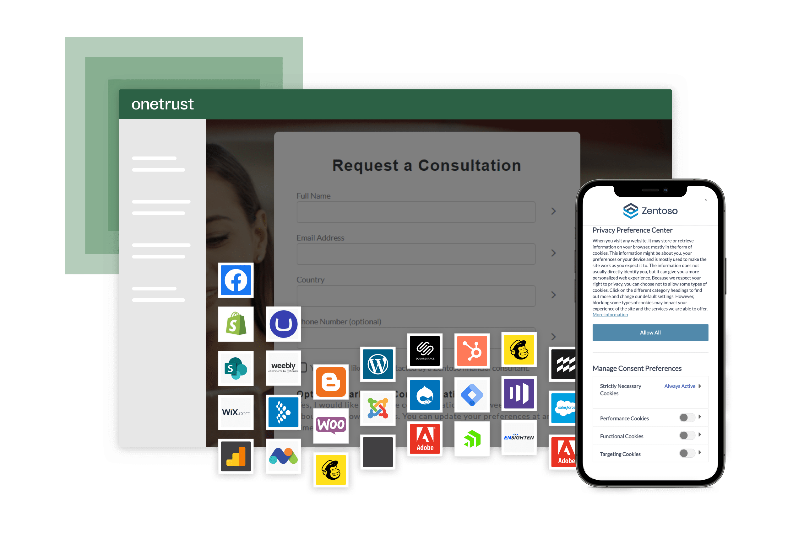 OneTrust request a consultation consent and preference example