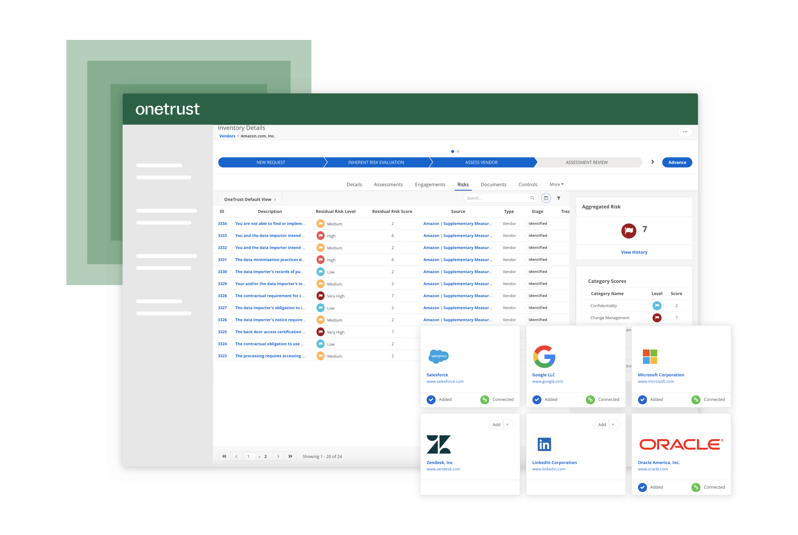 Part of the Third-Party Risk Management module where a risk assessment of vendors can be seen.